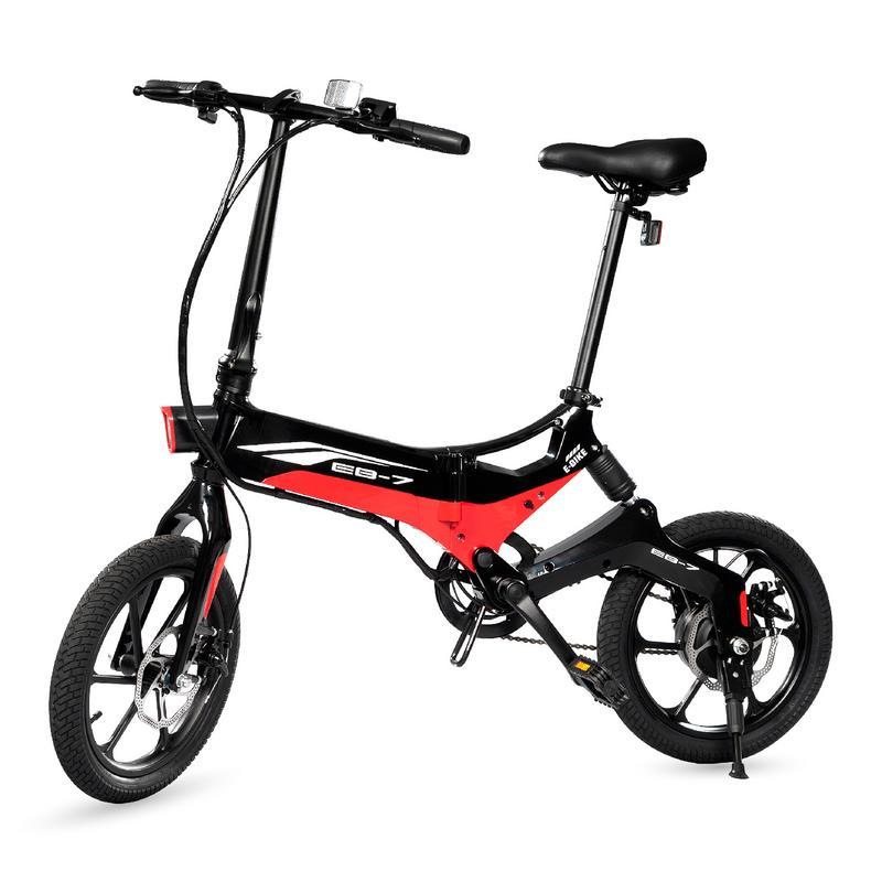 SWAGTRON EB7 Long-RanFolding Electric Bike, 16-Inch Wheels, Swappable Battery with Keylock &amp; Rear Suspension