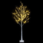 Prelit Birch Tree 96 LEDs Light Silver Twig Warm White White Branches (6 Ft) Home Festival Party Christmas Indoor and Outdoor 1 Pack