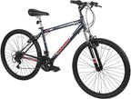 Dynacraft Magna Front Shock Mountain Bike Boys, Girls, Mens and Womens 24 and 26 Inch Wheels with 18 Speed Grip Shifter and Dual Handbrakes in Red, Purple, Pink and Black
