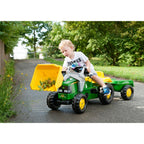 John Deere Pedal Tractor with WorFront Loader and Detachable Trailer
