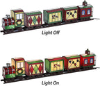 Bieye L10774 Christmas Train Tiffany Style Stained Glass Accent Table Lamp Night Light for Decorating, 39"L x 8"H