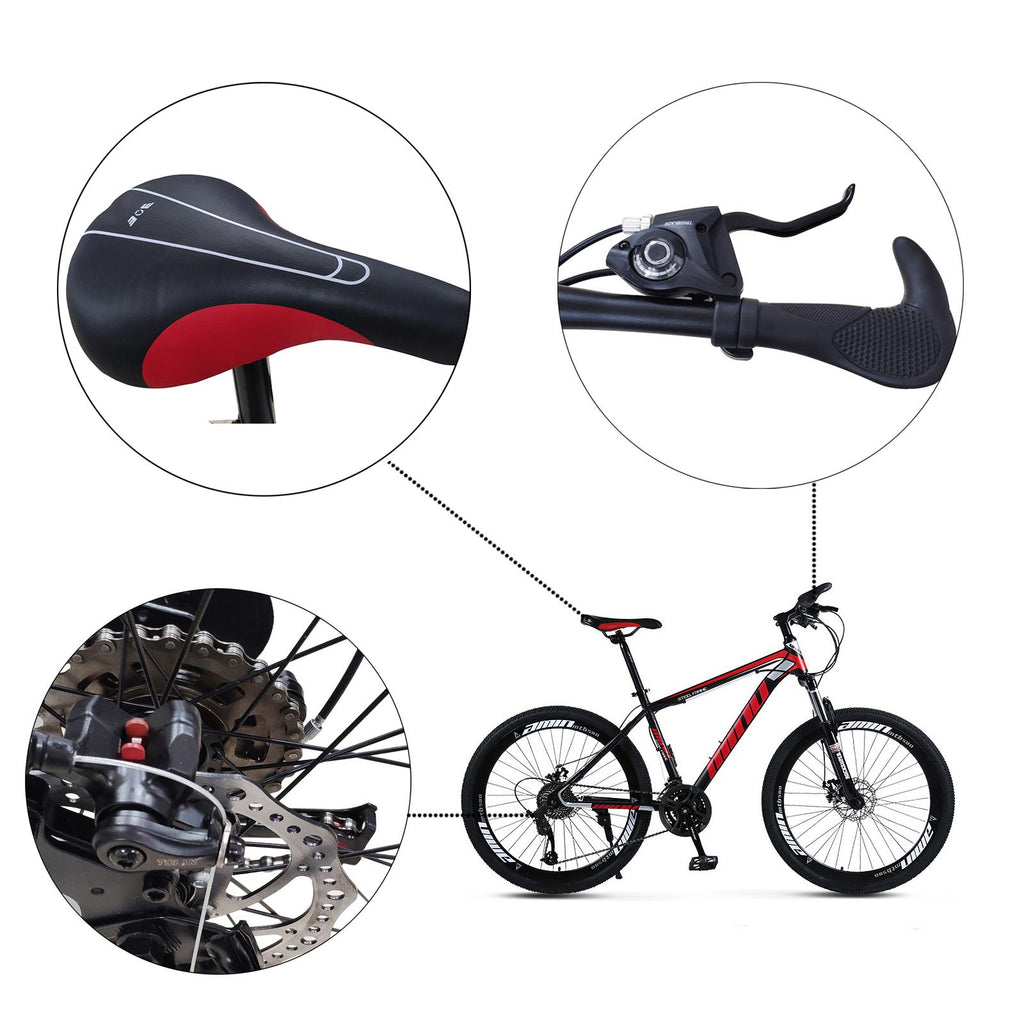 Motor Genic Mountain Bike 26 inch Wheels 21 Speed Bicycle Disc Red/White