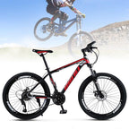 Mad Hornets Red and Black MTB Mountain Bike 26 In. Wheels, 21 Speed Disc Bicycle Unisex Adult