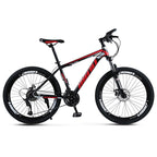 Mad Hornets Red and Black MTB Mountain Bike 26 In. Wheels, 21 Speed Disc Bicycle Unisex Adult
