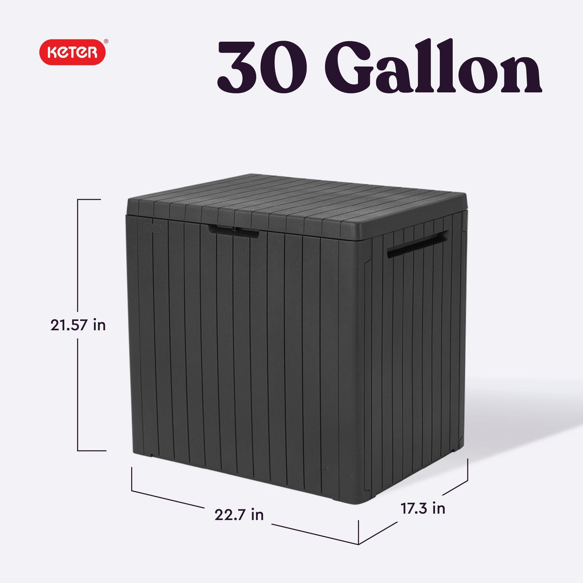 City 30 Gallon Resin Outdoor StoraBox and Patio Furniture Side Table for Pool and Garden Accessories, Dark Grey
