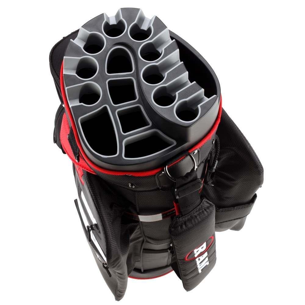 Ram Golf Premium Cart Bag with 14 Way Molded Organizer Divider Top Black Red