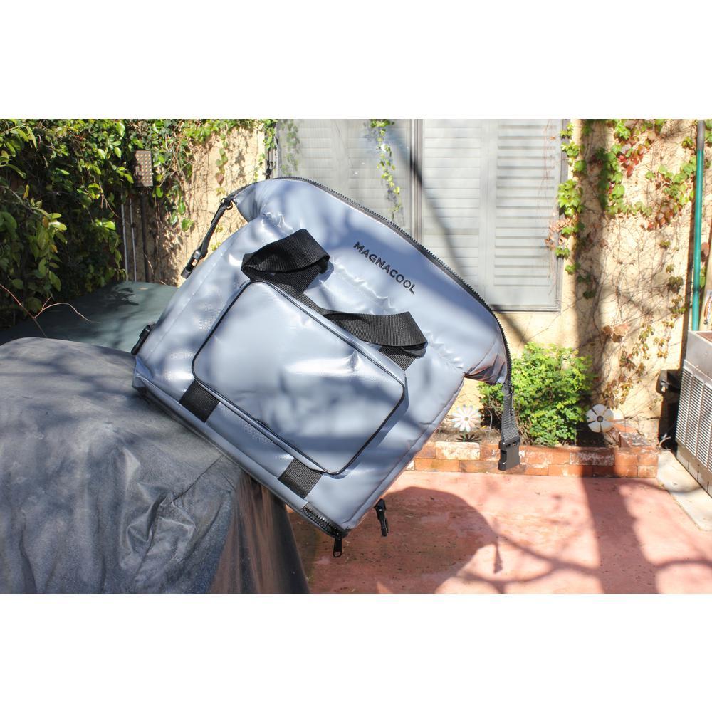 Magnetic Grey 24 cans soft cooler with zippered pouch