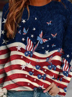 Ladies All-piece Printed Casual Crew Neck Sweatshirt