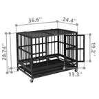 AINFOX 37/42/48inch Heavy Duty Metal Dog Crate, LarDouble Door Folding Strong Dog Pet Kennel CaTray, Fits LarDog Breeds