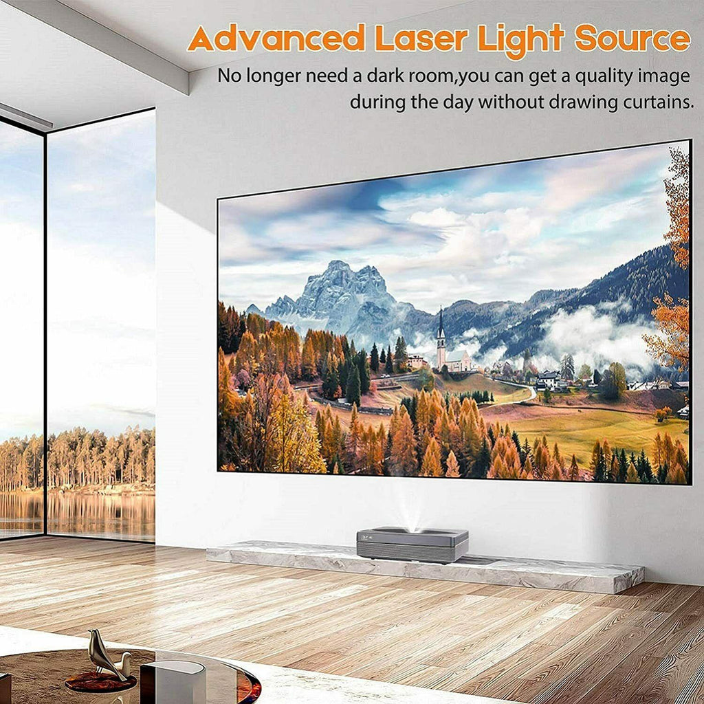 ommc 4k uhd laser tv home theatre projector bright 2500 lumens ultra short throw