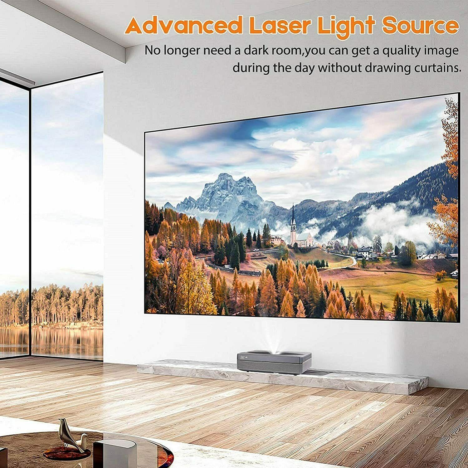 ommc 4k uhd laser tv home theatre projector bright 2500 lumens ultra short throw
