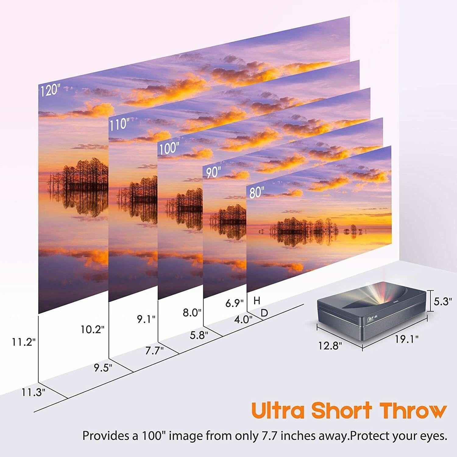 ommc 4k uhd laser tv home theatre projector bright 2500 lumens ultra short throw
