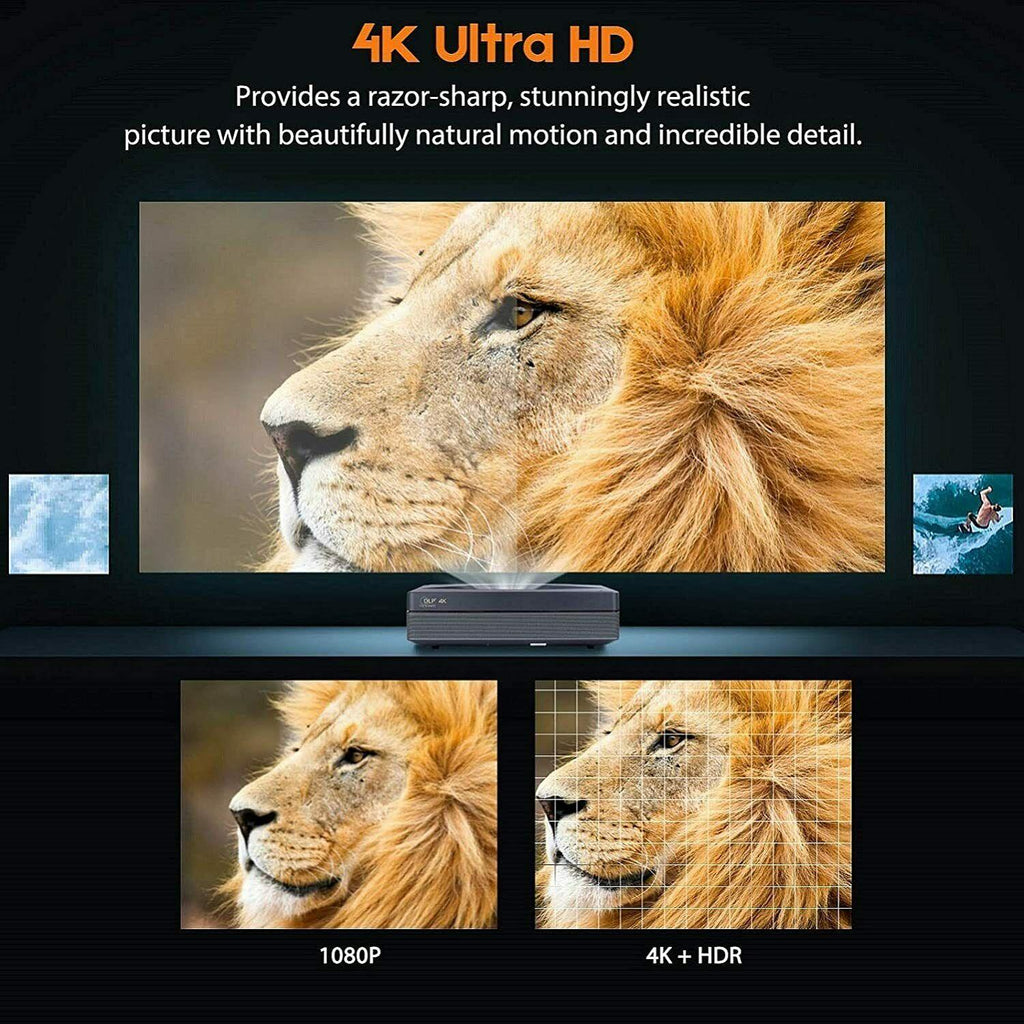 ommc 4k uhd laser tv home theatre projector bright 2500 lumens ultra short throw