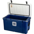 Elite 78 Qt. Rotational-Molded Customizable Cooler System with 3 Sets of Beach Wheels in Navy