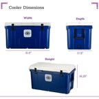 Elite 78 Qt. Rotational-Molded Customizable Cooler System with 3 Sets of Beach Wheels in Navy