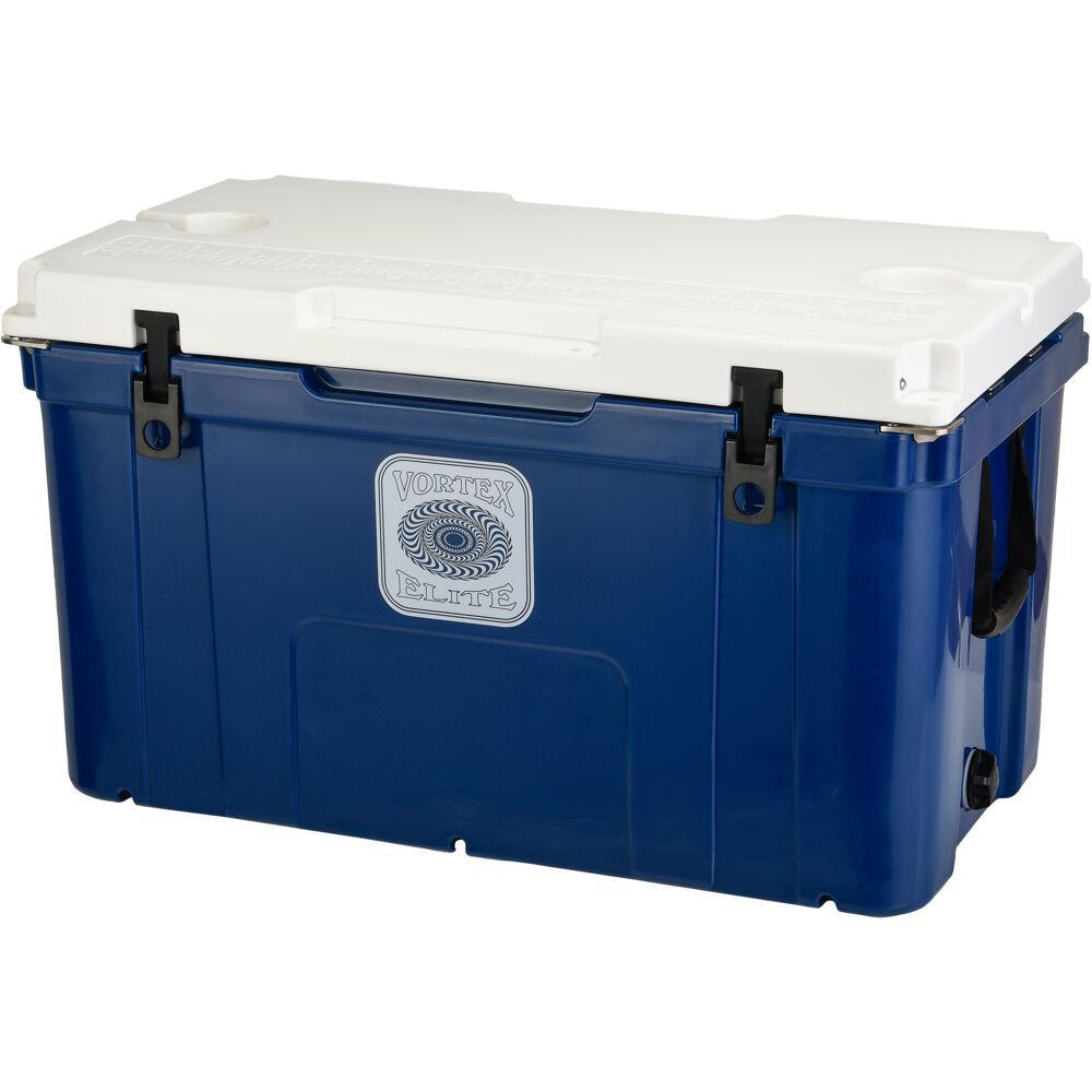 Elite 78 Qt. Rotational-Molded Customizable Cooler System with 3 Sets of Beach Wheels in Navy