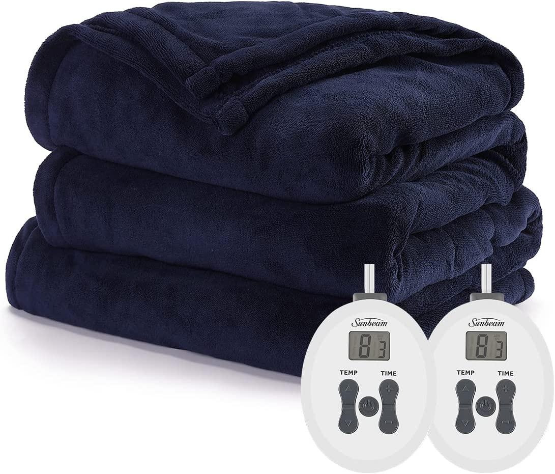 Sunbeam Ultraplush Heated Blanket | 12 Heat Settings - (Blue)