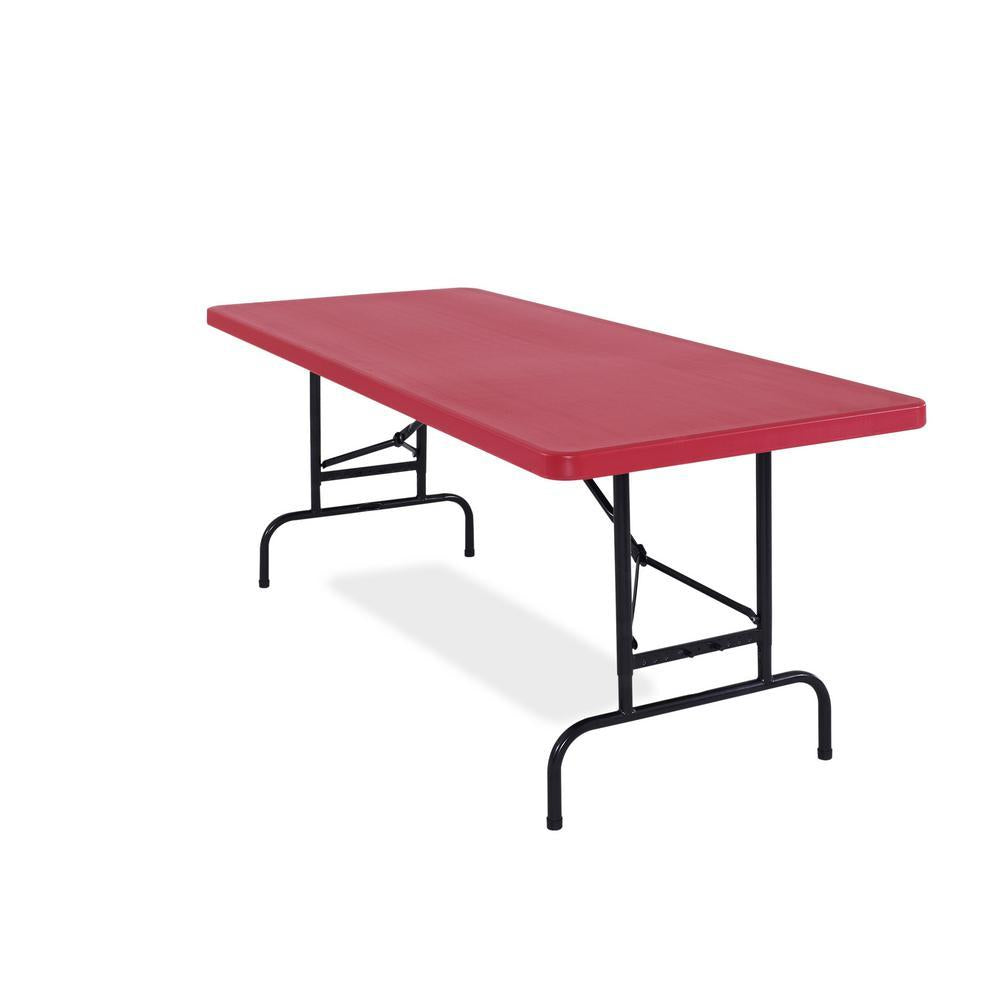 72 in. Red Plastic Adjustable Height Folding High Top Table