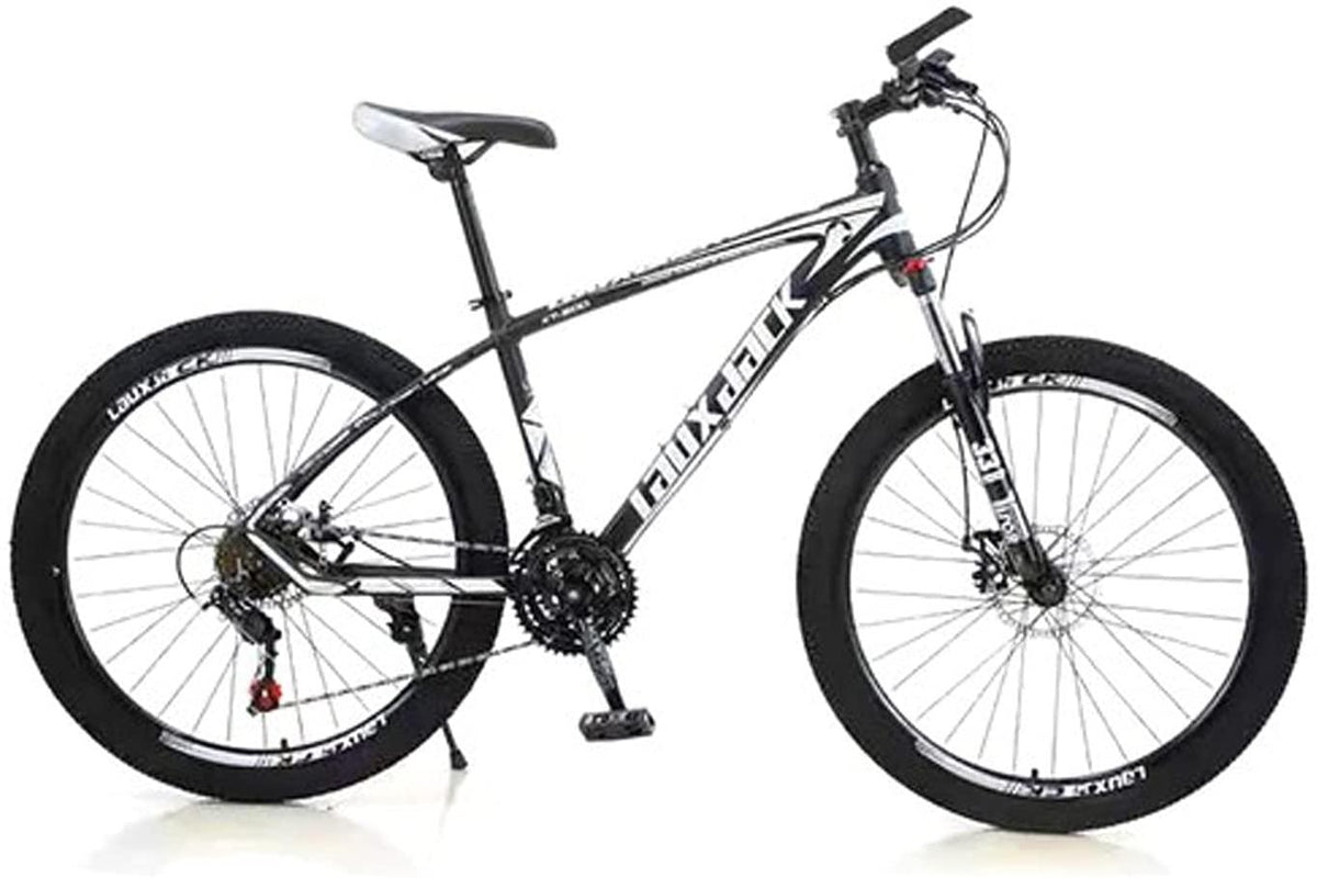 VIPIH Mens Mountain Bike 27.5-Inch Wheels, Alumiunm Frame, 21 Speed Thumb Shifter, Front Suspension, Dual Disc Brakes Women Adult Bicycles White-Black w/mudguards, Bike Lock, Air Pump