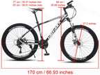 VIPIH Mens Mountain Bike 27.5-Inch Wheels, Alumiunm Frame, 21 Speed Thumb Shifter, Front Suspension, Dual Disc Brakes Women Adult Bicycles White-Black w/mudguards, Bike Lock, Air Pump