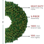 Northlight 60" Prelit Olympia Pine Artificial Christmas Wreath - Clear Lights