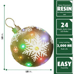 Fraser Hill Farm Indoor/Outdoor Oversized Christmas Decor w/ Long-Lasting LED Lights, 18-In. Jeweled Ball Ornament w/Snowflake  in Gold