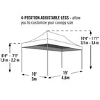 10 ft. W x 15 ft. H Pro Series Straight-Leg Pop-Up Canopy in White with 4-Position-Adjustable Steel Frame