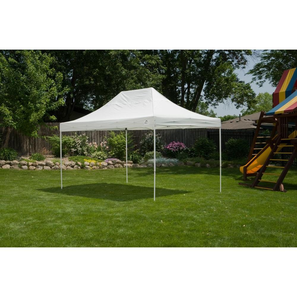 10 ft. W x 15 ft. H Pro Series Straight-Leg Pop-Up Canopy in White with 4-Position-Adjustable Steel Frame