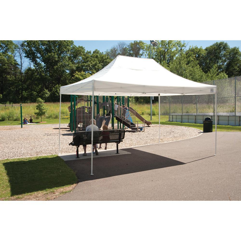 10 ft. W x 15 ft. H Pro Series Straight-Leg Pop-Up Canopy in White with 4-Position-Adjustable Steel Frame