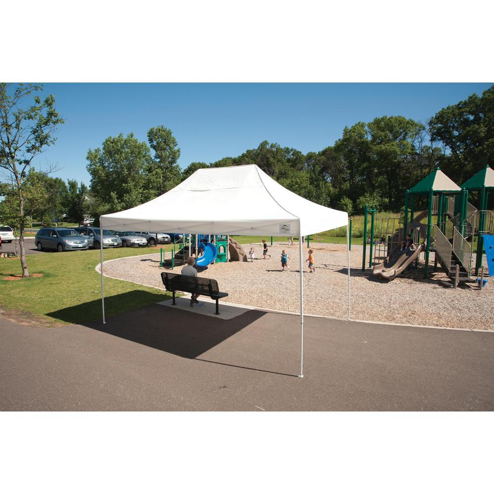 10 ft. W x 15 ft. H Pro Series Straight-Leg Pop-Up Canopy in White with 4-Position-Adjustable Steel Frame