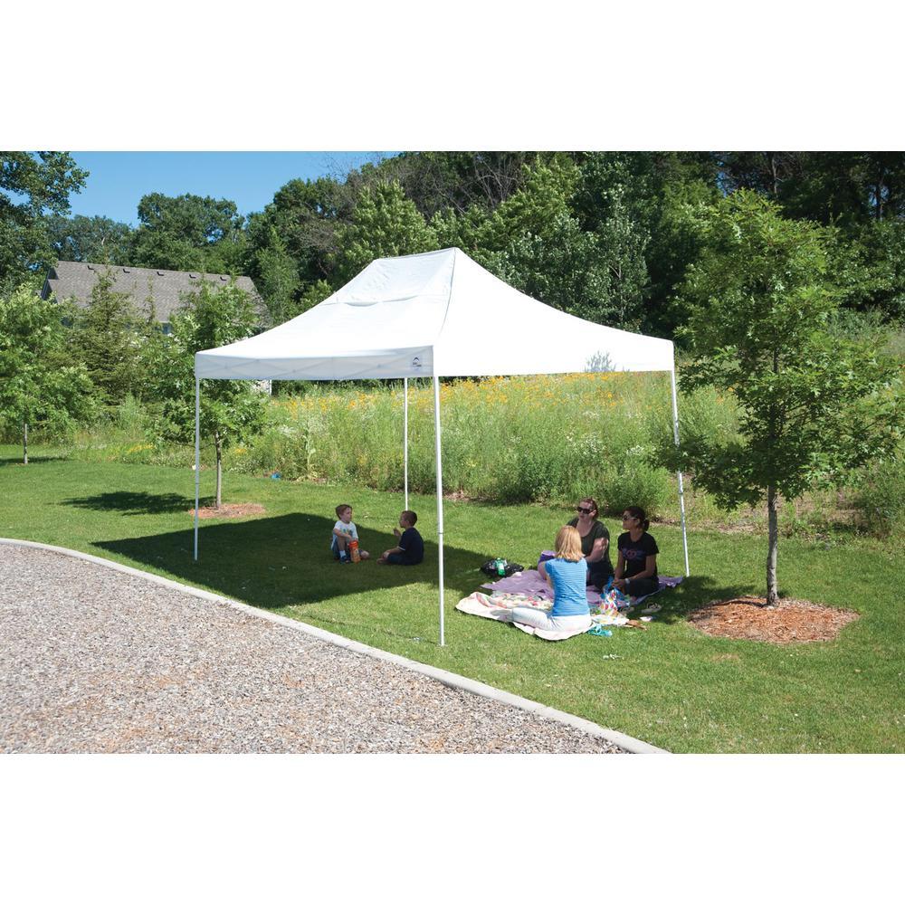 10 ft. W x 15 ft. H Pro Series Straight-Leg Pop-Up Canopy in White with 4-Position-Adjustable Steel Frame