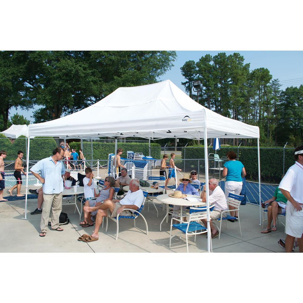 10 ft. W x 15 ft. H Pro Series Straight-Leg Pop-Up Canopy in White with 4-Position-Adjustable Steel Frame