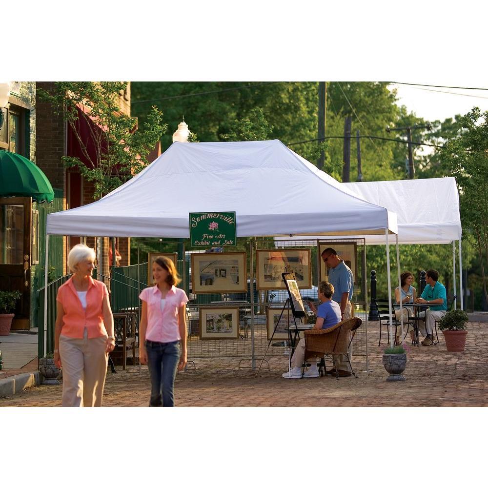 10 ft. W x 15 ft. H Pro Series Straight-Leg Pop-Up Canopy in White with 4-Position-Adjustable Steel Frame