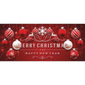 7 ft. x 16 ft. Red Ornaments in Snow Christmas Garage Door Decor Mural for Double Car Garage