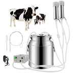 portable cow milking machine, 7l/14l pulsation vacuum pump milker, electric livestock milking equipment w/food-grade bucket, auto-stop milking machine for cows (7l)