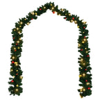 Christmas Garland with Baubles and LED Lights Green 65.6' PVC