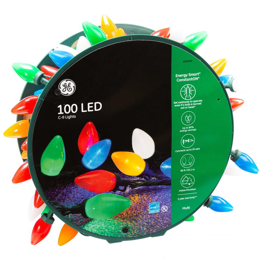 GE Energy Smart 100-Count 66-ft Constant Warm White Multicolor C9 LED Plug-In Christmas String Lights ENERGY STAR