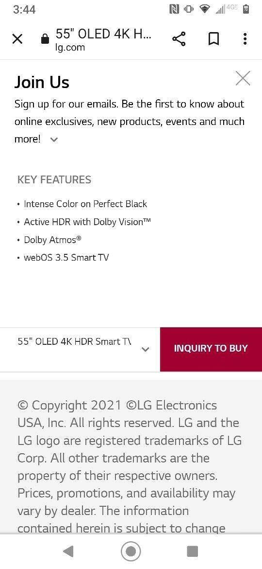 lg 55" oled 4k hdr smart tv