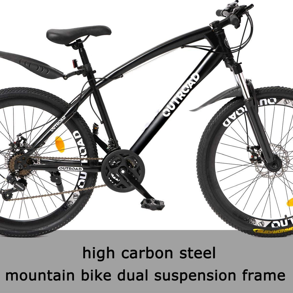 Outroad Mountain Bike 26 Inches Wheels Adult Bicycle, 21 Speeds Trek Bike, Double Disc Brake Suspension Springer Fork Anti-Slip Bikes, Black
