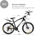 Outroad Mountain Bike 26 Inches Wheels Adult Bicycle, 21 Speeds Trek Bike, Double Disc Brake Suspension Springer Fork Anti-Slip Bikes, Black