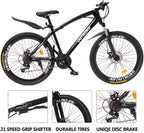 Outroad Mountain Bike 26 Inches Wheels Adult Bicycle, 21 Speeds Trek Bike, Double Disc Brake Suspension Springer Fork Anti-Slip Bikes, Black