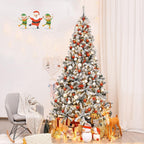 9 ft. Pre-Lit LED Flocked Snow Hinged Pine Artificial Christmas Tree with 550 White Lights