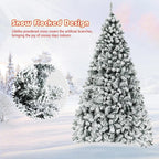 9 ft. Pre-Lit LED Flocked Snow Hinged Pine Artificial Christmas Tree with 550 White Lights