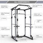 KJB 1200lbs Capacity Multi-Function Adjustable Power Cawith Lat Pull Down, Olympic Squat CaPower Rack, 360 Degree Landmine, T bar, and dip bar