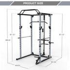 KJB 1200lbs Capacity Multi-Function Adjustable Power Cawith Lat Pull Down, Olympic Squat CaPower Rack, 360 Degree Landmine, T bar, and dip bar