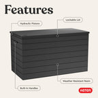 Astoria 150 Gallon Outdoor StoraDeck Box – LarWaterproof Resin StoraBox with Lockable Lid for Patio Cushions, Pool Supplies, Garden Tools & Outdoor Accessories, Dark Gray | Waterproof Resin, For Patio Furniture Cushions, Pool Supplies, Ga