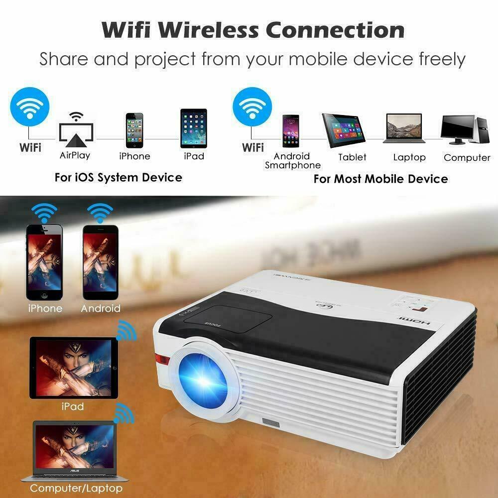 8000lms android projector wifi 1080p movie full hd wireless backyard hdmi usb tv