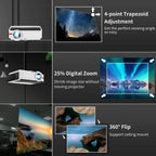 8000lms android projector wifi 1080p movie full hd wireless backyard hdmi usb tv
