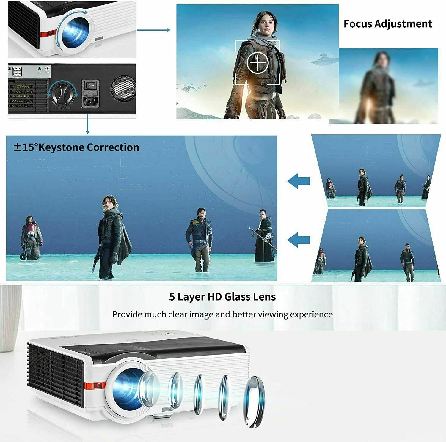 8000lms android projector wifi 1080p movie full hd wireless backyard hdmi usb tv