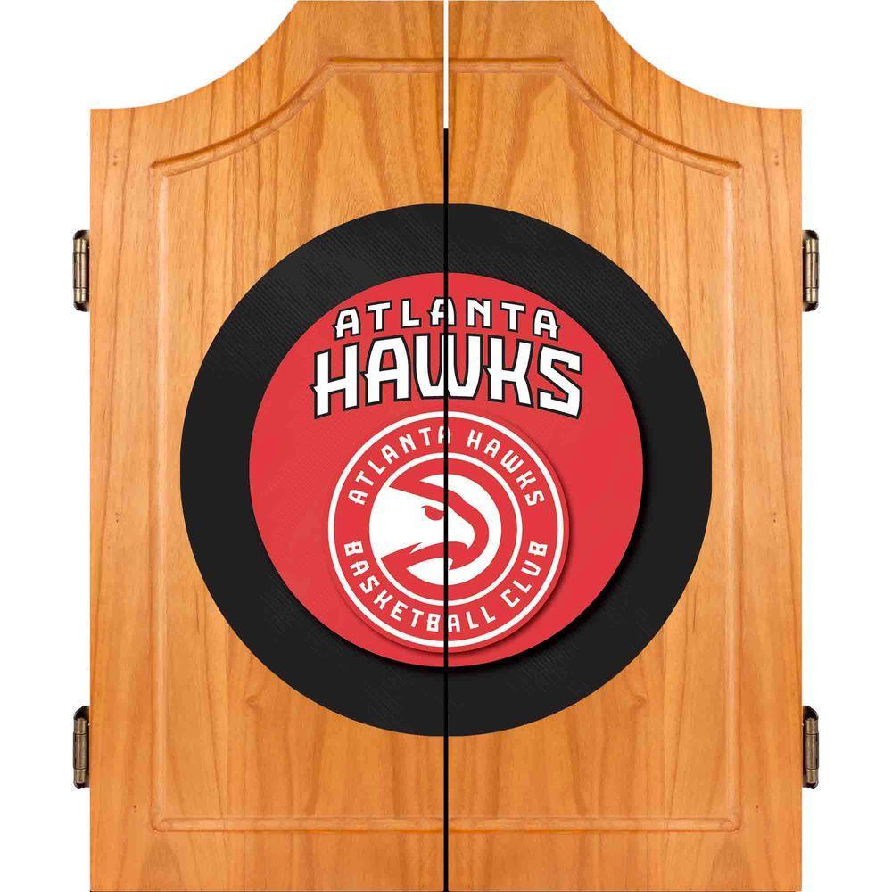 NBA Atlanta Hawks Wood Finish Dart Cabinet Set